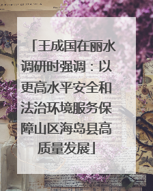 王成国在丽水调研时强调：以更高水平安全和法治环境服务保障山区海岛县高质量发展