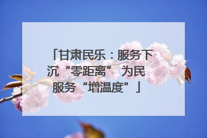 甘肃民乐：服务下沉“零距离” 为民服务“增温度”