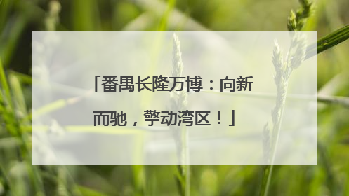 番禺长隆万博：向新而驰，擎动湾区！