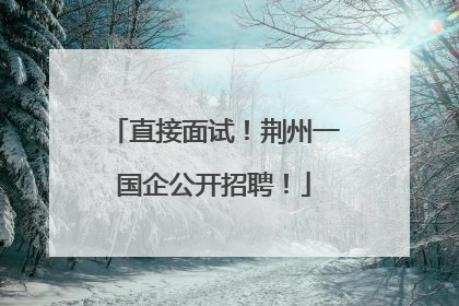 直接面试！荆州一国企公开招聘！