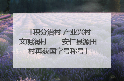 积分治村 产业兴村 文明润村——安仁县源田村再获国字号称号