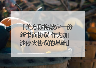 美方称将敲定一份新书面协议 作为加沙停火协议的基础