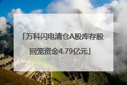 万科闪电清仓A股库存股 回笼资金4.79亿元