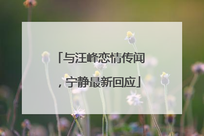 与汪峰恋情传闻，宁静最新回应