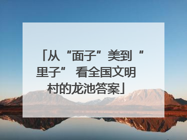 从“面子”美到“里子” 看全国文明村的龙池答案