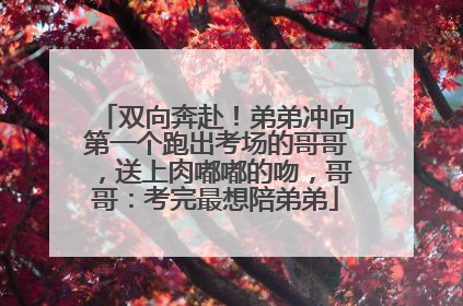 双向奔赴！弟弟冲向第一个跑出考场的哥哥，送上肉嘟嘟的吻，哥哥：考完最想陪弟弟