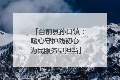 台前县孙口镇：暖心守护践初心 为民服务显担当