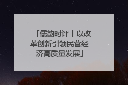 儒韵时评丨以改革创新引领民营经济高质量发展