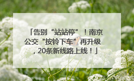 告别“站站停”！南京公交“按铃下车”再升级，20条新线路上线！