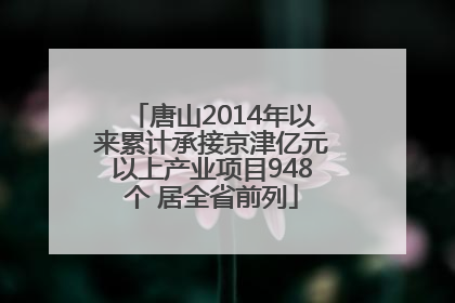 唐山2014年以来累计承接京津亿元以上产业项目948个 居全省前列