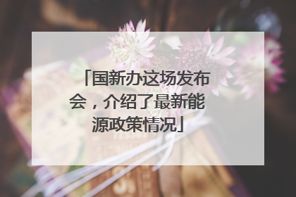 国新办这场发布会，介绍了最新能源政策情况