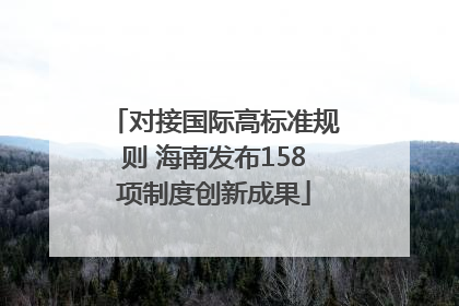 对接国际高标准规则 海南发布158项制度创新成果