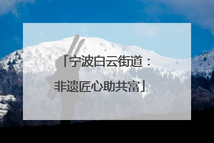 宁波白云街道：非遗匠心助共富