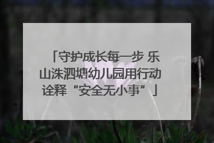 守护成长每一步 乐山洙泗塘幼儿园用行动诠释“安全无小事”