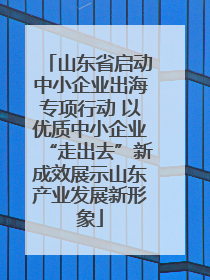 山东省启动中小企业出海专项行动 以优质中小企业“走出去”新成效展示山东产业发展新形象