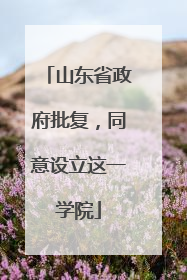 山东省政府批复，同意设立这一学院