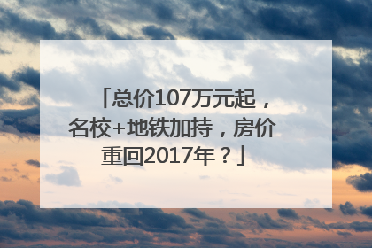 总价107万元起，名校+地铁加持，房价重回2017年？