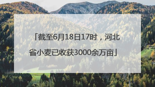 截至6月18日17时，河北省小麦已收获3000余万亩