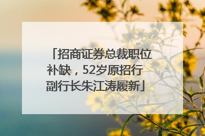 招商证券总裁职位补缺，52岁原招行副行长朱江涛履新