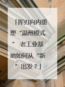 挥刃向内重塑“温州模式” 老工业基地如何从“新”出发？