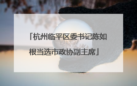 杭州临平区委书记陈如根当选市政协副主席