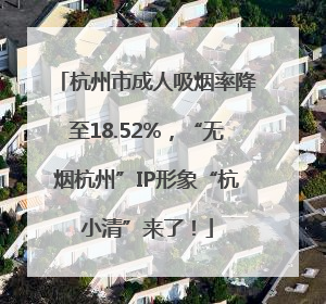 杭州市成人吸烟率降至18.52%，“无烟杭州”IP形象“杭小清”来了！
