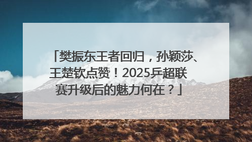 樊振东王者回归，孙颖莎、王楚钦点赞！2025乒超联赛升级后的魅力何在？