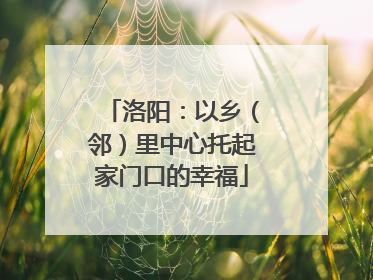 洛阳：以乡（邻）里中心托起家门口的幸福