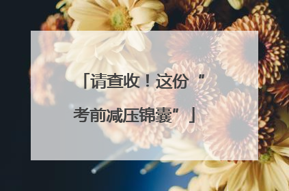 请查收！这份“考前减压锦囊”