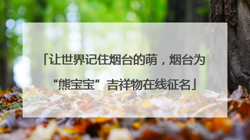 让世界记住烟台的萌，烟台为“熊宝宝”吉祥物在线征名