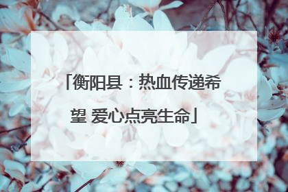衡阳县：热血传递希望 爱心点亮生命