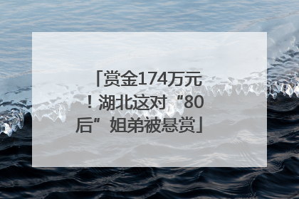 赏金174万元！湖北这对“80后”姐弟被悬赏