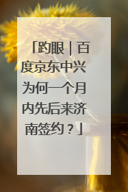 趵眼｜百度京东中兴为何一个月内先后来济南签约？