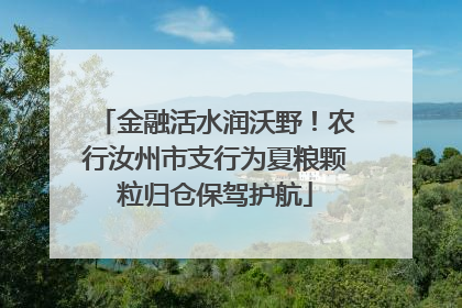 金融活水润沃野！农行汝州市支行为夏粮颗粒归仓保驾护航