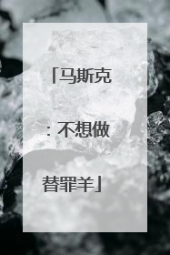 马斯克：不想做替罪羊