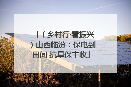 （乡村行·看振兴）山西临汾：保电到田间 抗旱保丰收