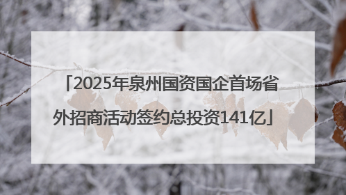 2025年泉州国资国企首场省外招商活动签约总投资141亿