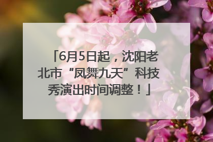 6月5日起，沈阳老北市“凤舞九天”科技秀演出时间调整！